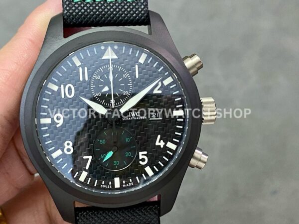 YL Factory IWC Pilot IW389005 44.5mm Ceramic Textile Strap Arabic Numerals Black Dial (7) YL Factory IWC Portugieser IW500107 white dial steel case leather strap