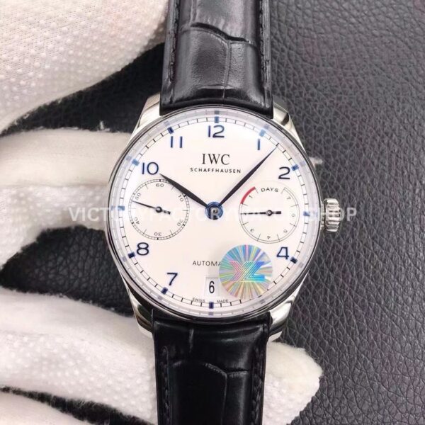 YL Factory IWC Portuguese IW500107 42mm Steel Leather Strap Blue Arabic Number White Dial (9) YL Factory IWC Pilot IW389005 ceramic black dial textile strap watch
