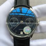 YL Factory IWC Portuguese IW500109 42mm Steel Leather Strap Steel Arabic Number Black Dial (3) YL Factory IWC Portugieser IW500109 black dial steel case leather strap