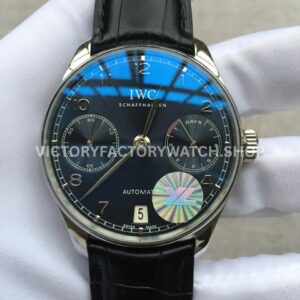 YL Factory IWC Portuguese IW500109 42mm Steel Leather Strap Steel Arabic Number Black Dial (3) YL Factory IWC Portugieser IW500109 black dial steel case leather strap