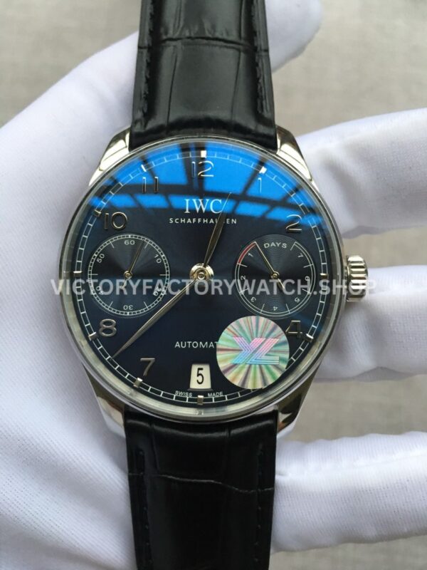 YL Factory IWC Portuguese IW500109 42mm Steel Leather Strap Steel Arabic Number Black Dial (3) YL Factory IWC Portugieser IW500109 black dial steel case leather strap