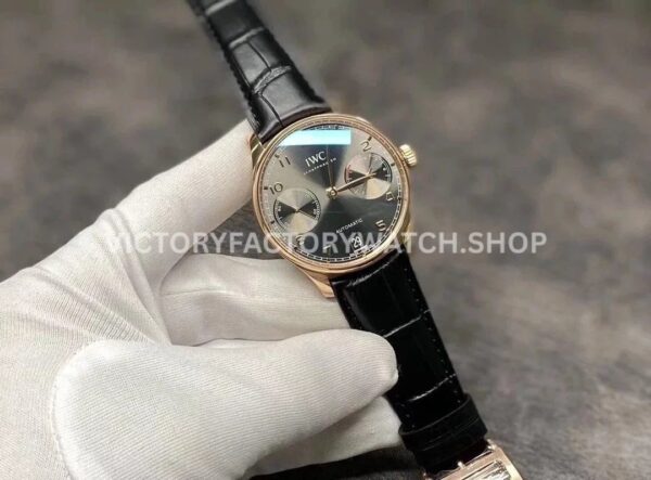 YL Factory IWC Portuguese IW500702 42.3mm Rose gold Leather Strap Rose Gold Arabic Number Grey Dial (1) YL Factory IWC Portuguese IW500702 42mm Rose Gold Leather Strap Rose Gold Arabic Number Grey Dial