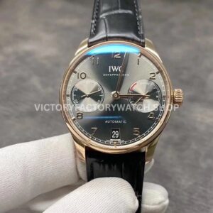 YL Factory IWC Portuguese IW500702 42.3mm Rose gold Leather Strap Rose Gold Arabic Number Grey Dial (5) YL Factory IWC Portugieser IW500702 grey dial rose gold-tone case