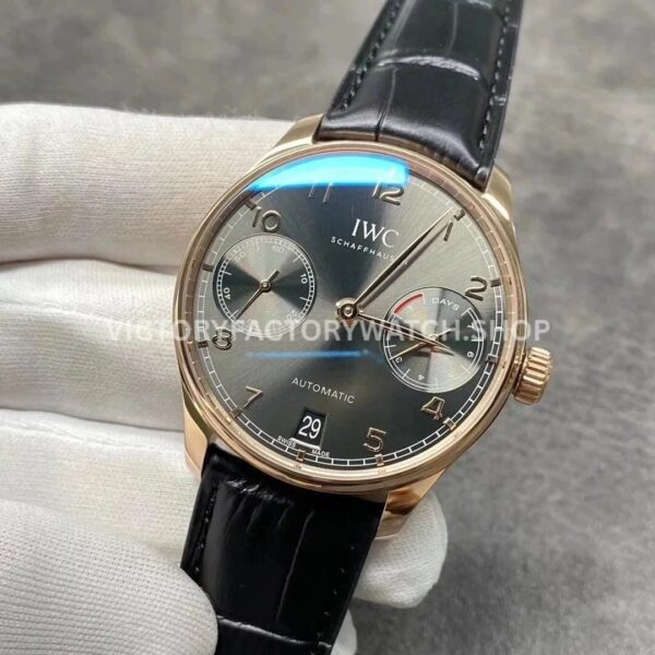 YL Factory IWC Portuguese IW500702 42.3mm Rose gold Leather Strap Rose Gold Arabic Number Grey Dial (7) YL Factory IWC Portuguese IW500702 42mm Rose Gold Leather Strap Rose Gold Arabic Number Grey Dial