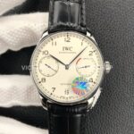 YL Factory IWC Portuguese IW500710 42.3mm Steel Leather Strap Silver Arabic Number White Dial (6) YL Factory IWC Portugieser IW500710 white dial steel case leather strap