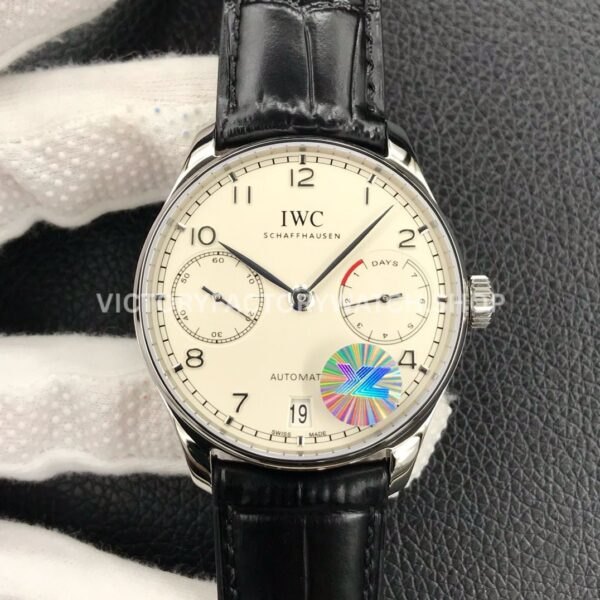 YL Factory IWC Portuguese IW500710 42.3mm Steel Leather Strap Silver Arabic Number White Dial (6) YL Factory IWC Portugieser IW500710 white dial steel case leather strap