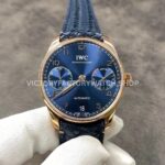 YL Factory IWC Portuguese IW500713 42.3mm Rose Gold Leather Strap Rose Gold Arabic Number Blue Dial (7) YL Factory IWC Portugieser IW500713 blue dial leather strap watch