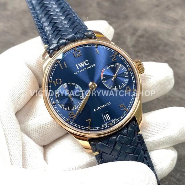 YL Factory IWC Portuguese IW500713 42.3mm Rose Gold Leather Strap Rose Gold Arabic Number Blue Dial (9) YL Factory IWC Portuguese IW500713 42mm Rose Gold Leather Strap Rose Gold Arabic Number Blue Dial