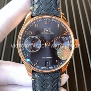 YL Factory IWC Portuguese IW500713 42.3mm Rose Gold Leather Strap Rose Gold Arabic Number Dark Blue Dial ( YL Factory IWC Portugieser IW500713 dark blue dial rose gold-tone case