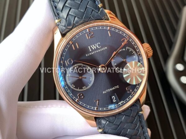 YL Factory IWC Portuguese IW500713 42.3mm Rose Gold Leather Strap Rose Gold Arabic Number Dark Blue Dial ( (3) YL Factory IWC Portuguese IW500713 42mm Rose Gold Leather Strap Rose Gold Arabic Number Dark Blue Dial
