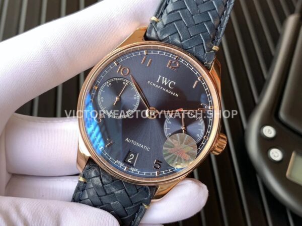 YL Factory IWC Portuguese IW500713 42.3mm Rose Gold Leather Strap Rose Gold Arabic Number Dark Blue Dial ( (6) YL Factory IWC Portuguese IW500713 42mm Rose Gold Leather Strap Rose Gold Arabic Number Dark Blue Dial