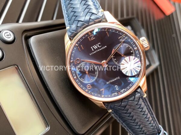 YL Factory IWC Portuguese IW500713 42.3mm Rose Gold Leather Strap Rose Gold Arabic Number Dark Blue Dial ( (7) YL Factory IWC Portuguese IW500713 42mm Rose Gold Leather Strap Rose Gold Arabic Number Dark Blue Dial