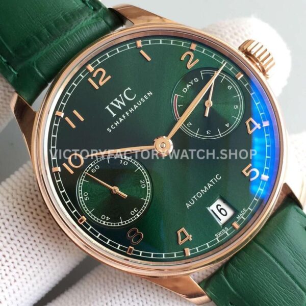 YL Factory IWC Portuguese IW500713 42.3mm Rose Gold Leather Strap Rose Gold Arabic Number Dark Green Dial (5) YL Factory IWC Portuguese IW500713 42mm Rose Gold Leather Strap Rose Gold Arabic Number Dark Green Dial