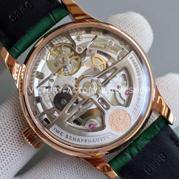 YL Factory IWC Portuguese IW500713 42.3mm Rose Gold Leather Strap Rose Gold Arabic Number Dark Green Dial (6) YL Factory IWC Portuguese IW500713 42mm Rose Gold Leather Strap Rose Gold Arabic Number Dark Green Dial