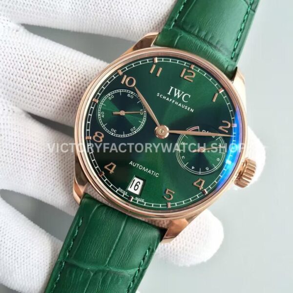YL Factory IWC Portuguese IW500713 42.3mm Rose Gold Leather Strap Rose Gold Arabic Number Dark Green Dial YL Factory IWC Portuguese IW500713 42mm Rose Gold Leather Strap Rose Gold Arabic Number Dark Green Dial