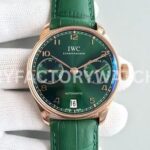 YL Factory IWC Portuguese IW500713 42.3mm Rose Gold Leather Strap Rose Gold Arabic Number Dark Green Dial (8) YL Factory IWC Portuguese IW500713 42mm Rose Gold Leather Strap Rose Gold Arabic Number Dark Green Dial