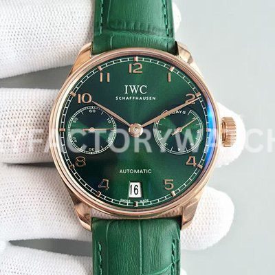 YL Factory IWC Portuguese IW500713 42.3mm Rose Gold Leather Strap Rose Gold Arabic Number Dark Green Dial (8) YL Factory IWC Portuguese IW500713 42mm Rose Gold Leather Strap Rose Gold Arabic Number Dark Green Dial