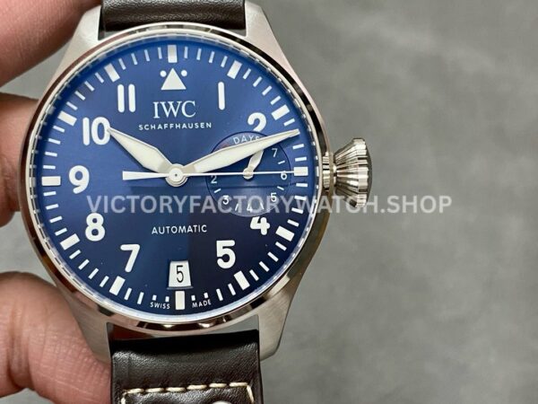 ZF Factory IWC Big Pilot IW501002 46mm Steel Leather Strap Blue Arabic Number Dial (6) ZF Factory IWC Big Pilot IW501002 blue dial steel case leather strap