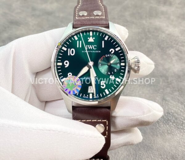 ZF Factory IWC Big Pilot IW501015 Steel Leather Strap Arabic Numerals Green Dial (8) ZF Factory IWC Big Pilot IW501015 green dial steel case leather strap