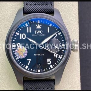 ZF Factory IWC Big Pilot Top Gun IW502003 46mm Ceramic Textile Strap Arabic Numerals Black Dial (2) ZF Factory IWC Big Pilot Top Gun IW502003 black dial ceramic textile strap