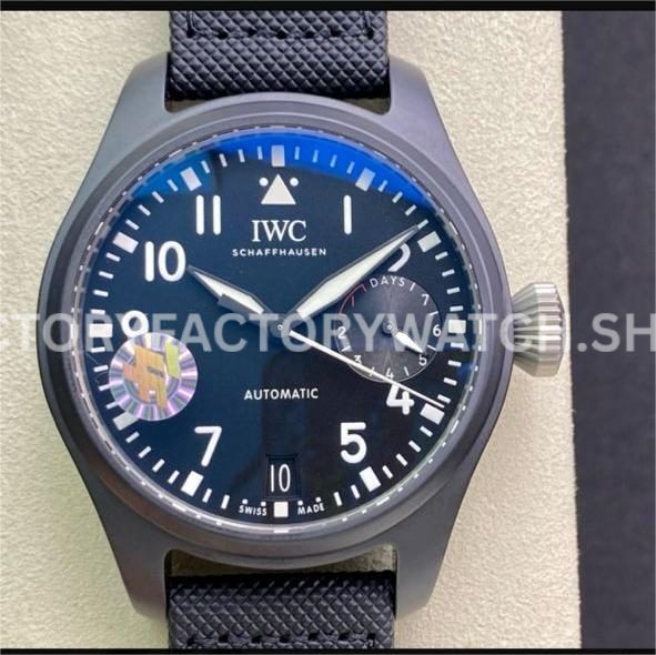 ZF Factory IWC Big Pilot Top Gun IW502003 46mm Ceramic Textile Strap Arabic Numerals Black Dial (2) ZF Factory IWC Big Pilot Top Gun IW502003 black dial ceramic textile strap
