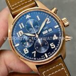 ZF Factory IWC Pilot Chronograph IW377721 43mm Rose Gold Leather Strap Blue Arabic Numerals Dial (1) ZF Factory IWC Pilot Chronograph IW377721 43mm Rose Gold Brown Leather Strap Arabic Numerals Blue Dial