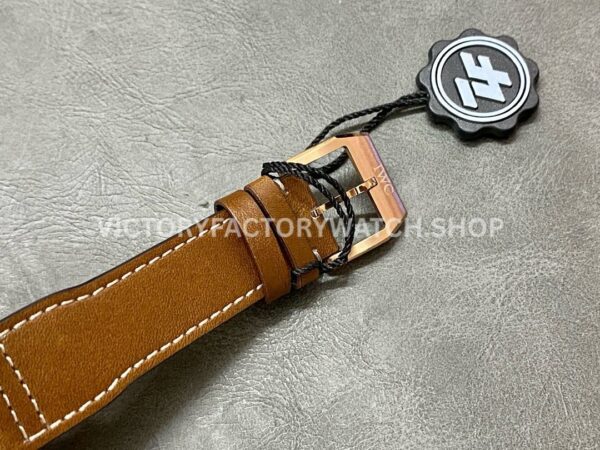 ZF Factory IWC Pilot Chronograph IW377721 43mm Rose Gold Leather Strap Blue Arabic Numerals Dial (7) ZF Factory IWC Pilot Chronograph IW377721 43mm Rose Gold Brown Leather Strap Arabic Numerals Blue Dial