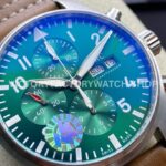 ZF Factory IWC Pilot Chronograph IW377726 43mm Steel Leather Strap Arabic Numerals Green Dial (6) ZF Factory IWC Pilot Chronograph IW377726 43mm Steel Brown Leather Strap Arabic Numerals Green Dial