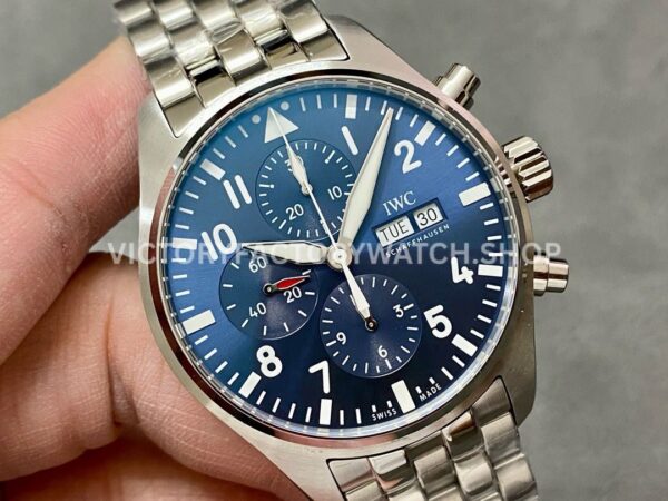 ZF Factory IWC Pilot Chronograph IW378004 43mm Full Steel Blue Arabic Numerals Dial (1) ZF Factory IWC Pilot Chronograph IW378004 43mm Full Steel Arabic Numerals Blue Dial