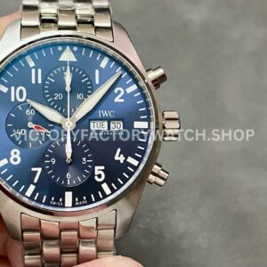 ZF Factory IWC Pilot Chronograph IW378004 43mm Full Steel Blue Arabic Numerals Dial (3) ZF Factory IWC Pilot Chronograph IW378004 blue dial full steel bracelet