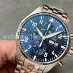 ZF Factory IWC Pilot Chronograph IW378004 43mm Full Steel Blue Arabic Numerals Dial (8) ZF Factory IWC Pilot Chronograph IW378004 43mm Full Steel Arabic Numerals Blue Dial
