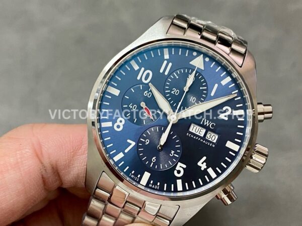 ZF Factory IWC Pilot Chronograph IW378004 43mm Full Steel Blue Arabic Numerals Dial (8) ZF Factory IWC Pilot Chronograph IW378004 43mm Full Steel Arabic Numerals Blue Dial