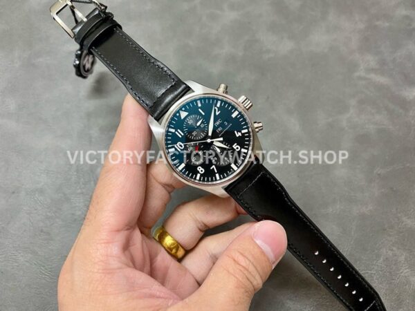 ZF Factory IWC Pilot Chronograph IW388111 43mm Steel Leather Strap Black Arabic Numerals Dial (4) ZF Factory IWC Pilot Chronograph IW388111 43mm Steel Leather Strap Arabic Numerals Black Dial