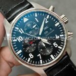 ZF Factory IWC Pilot Chronograph IW388111 43mm Steel Leather Strap Black Arabic Numerals Dial (5) ZF Factory IWC Pilot Chronograph IW388111 43mm Steel Leather Strap Arabic Numerals Black Dial