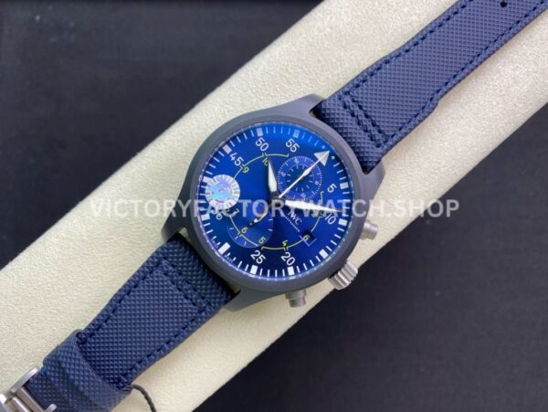 ZF Factory IWC Pilot Chronograph IW389008 44mm Ceramic Textile Strap Arabic Numerals Blue Dial (2) ZF Factory IWC Pilot Chronograph IW389008 44mm Ceramic Textile Strap Arabic Numerals Blue Dial