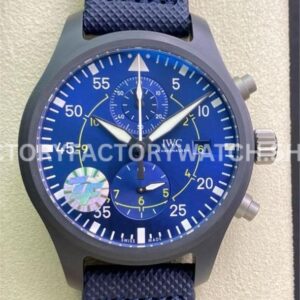 ZF Factory IWC Pilot Chronograph IW389008 44mm Ceramic Textile Strap Arabic Numerals Blue Dial (3) ZF Factory IWC Pilot Chronograph IW389008 blue dial ceramic watch