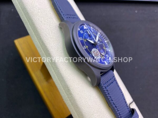 ZF Factory IWC Pilot Chronograph IW389008 44mm Ceramic Textile Strap Arabic Numerals Blue Dial (6) ZF Factory IWC Pilot Chronograph IW389008 44mm Ceramic Textile Strap Arabic Numerals Blue Dial