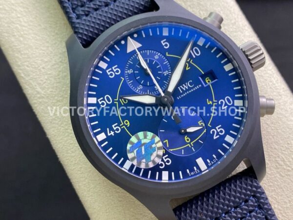 ZF Factory IWC Pilot Chronograph IW389008 44mm Ceramic Textile Strap Arabic Numerals Blue Dial (9) ZF Factory IWC Pilot Chronograph IW389008 44mm Ceramic Textile Strap Arabic Numerals Blue Dial