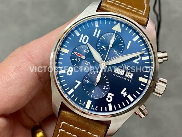 ZF Factory IWC Pilot Chronograph Le Petit Prince IW377714 43mm Steel Leather Strap Blue Arabic Numer (6) ZF Factory IWC Pilot Chronograph Le Petit Prince IW377714 43mm Steel Brown Leather Strap Arabic Numerals Blue Dial