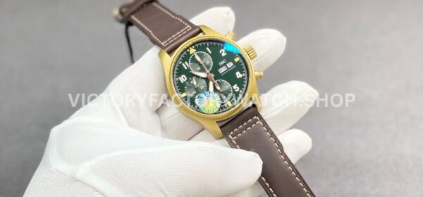 ZF Factory IWC Pilot Chronograph Spitfire IW387902 41mm Bronze Leather Strap Arabic Numerals Green Dial (6) ZF Factory IWC Pilot Chronograph Spitfire IW387902 41mm Bronze Leather Strap Arabic Numerals Green Dial