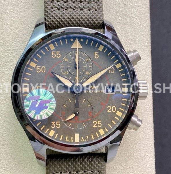 ZF Factory IWC Pilot Chronograph Top Gun Miramar IW389002 44mm Ceramic Textile Strap Arabic Numerals (5) ZF Factory IWC Top Gun Miramar IW389002 grey dial ceramic watch