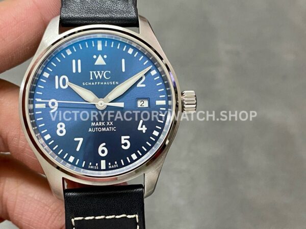 ZF Factory IWC Pilot Mark XX IW328201 40mm Steel Leather Strap Blue Arabic Numerals Dial (2) ZF Factory IWC Pilot Mark XX IW328201 blue dial steel case leather strap