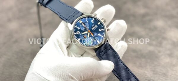 ZF Factory IWC Pilot Special Edition Blue Orange IW377729 43mm Textile Strap Arabic Numerals Blue Dial (5) ZF Factory IWC Pilot Special Edition Blue Orange IW377729 43mm Textile Strap Arabic Numerals Blue Dial