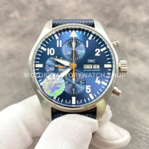 ZF Factory IWC Pilot Special Edition Blue Orange IW377729 43mm Textile Strap Arabic Numerals Blue Dial (7) ZF Factory IWC Pilot Special Edition IW377729 blue dial textile strap watch
