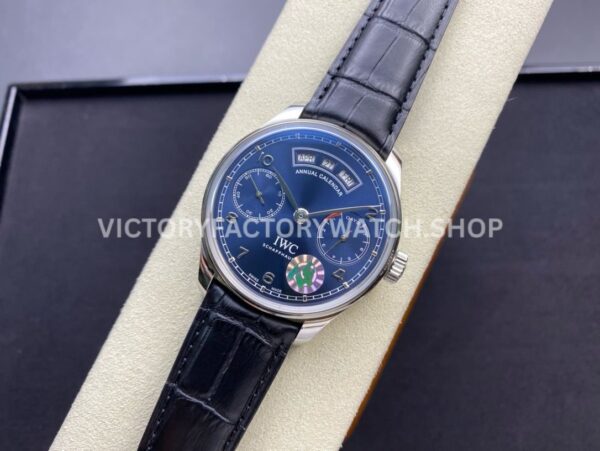 ZF Factory IWC Portuguese Annual Calendar IW503502 44mm Steel Leather Strap Arabic Numerals Blue Dial (5) ZF Factory IWC Portuguese Annual Calendar IW503502 44mm Steel Leather Strap Arabic Numerals Blue Dial