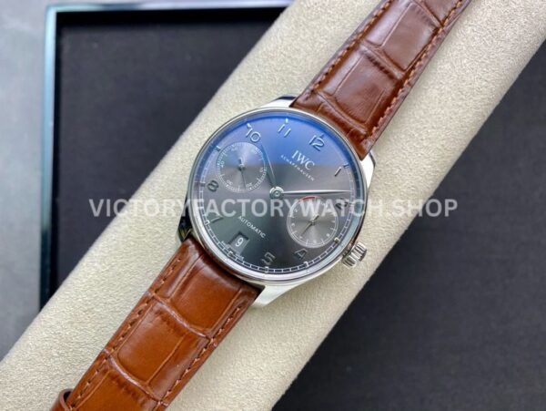 ZF Factory IWC Portuguese Automatic IW500106 42mm Steel Leather Strap Arabic Numerals Grey Dial (4) ZF Factory IWC Portuguese Automatic IW500106 42mm Steel Leather Strap Arabic Numerals Grey Dial