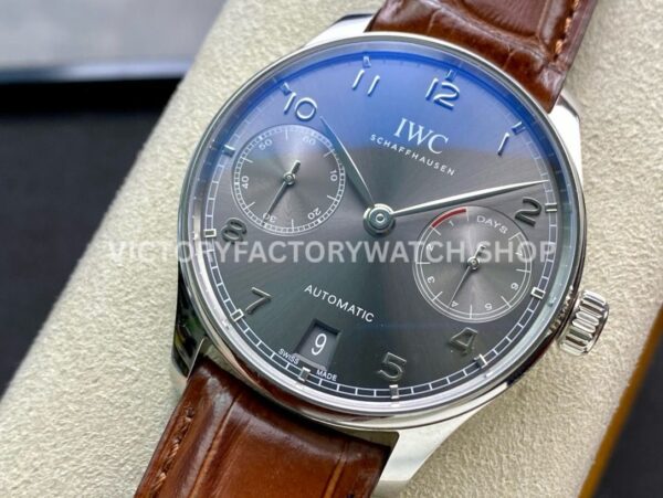 ZF Factory IWC Portuguese Automatic IW500106 42mm Steel Leather Strap Arabic Numerals Grey Dial (7) ZF Factory IWC Portuguese Automatic IW500106 42mm Steel Leather Strap Arabic Numerals Grey Dial