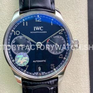 ZF Factory IWC Portuguese IW500109 black dial steel case leather strap