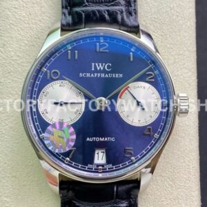 ZF Factory IWC Portuguese Automatic IW500112 42mm Steel Leather Strap White Eyes Arabic Numerals Blue Di (5) ZF Factory IWC Portuguese IW500112 blue dial white subdials leather strap