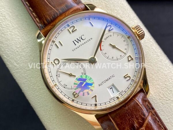 ZF Factory IWC Portuguese Automatic IW500701 42mm Rose Gold Leather Strap Arabic Numerals Silver Dial (6) ZF Factory IWC Portuguese Automatic IW500701 42mm Rose Gold Leather Strap Arabic Numerals Silver Dial